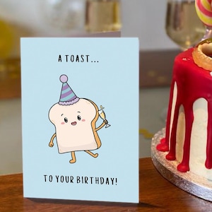 Alles Gute zum Geburtstag Karte Niedliches Geburtstagsgeschenk Humor Karte Wortspiel Ein Toast auf Ihren Geburtstag für Partner Freund Kollege Schwester Bruder Mama Papa BYANIKA
