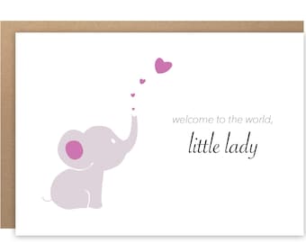 New Baby Girl Greeting Card, Welcome To The World Little Lady, Welcome Baby Card, Birth Card, New Parents, Newborn, New Mother, BYANIKA