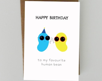 Joyeux anniversaire Carte de haricot humain préférée - Pour petit ami, petite amie, meilleur ami, couples, carte d’anniversaire mignonne et drôle, pour mari Bestie