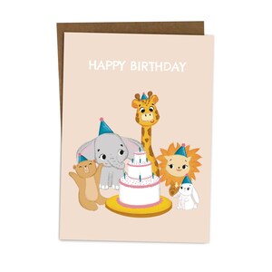 Carte d'anniversaire pour enfants, petit frère, soeur, fils, fille, carte d'anniversaire animal mignonne