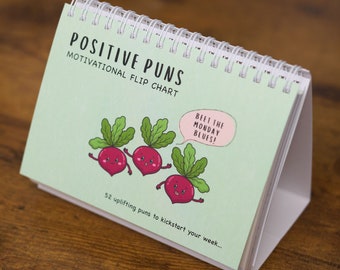 BYANIKA Motivational Flip Chart Desk Pad - Positive Affirmation Cards Positivity Self Love Encouragement Daily Happiness Desk Accessories