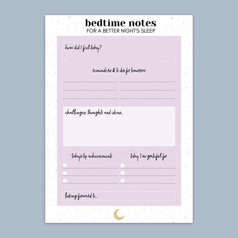 A6 Bedtime Notes | Night Journal Notepad | Reflection | Worry Book ...