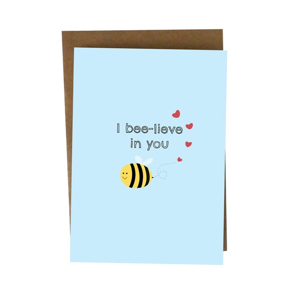 Bee-Lieve In You - Glauben Sie an Sie Karte, Viel Glück Karte, Motivationskarte, Ermutigung Karte, bleiben stark, Freundschaft, nachdenklich, BYANIKA