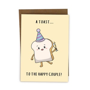 Toast au couple heureux Félicitations Happy Fiançailles Carte de mariage Carte de célébration du jour du mariage Cartes de célébration Jeunes mariés Mignon Jeu de mots Humour BYANIKA