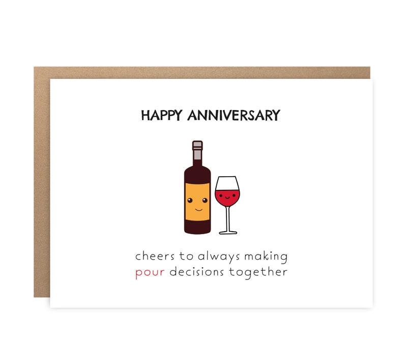 Funny Anniversary Card Wine Pun Card for Boyfriend, Girlfriend, Couples