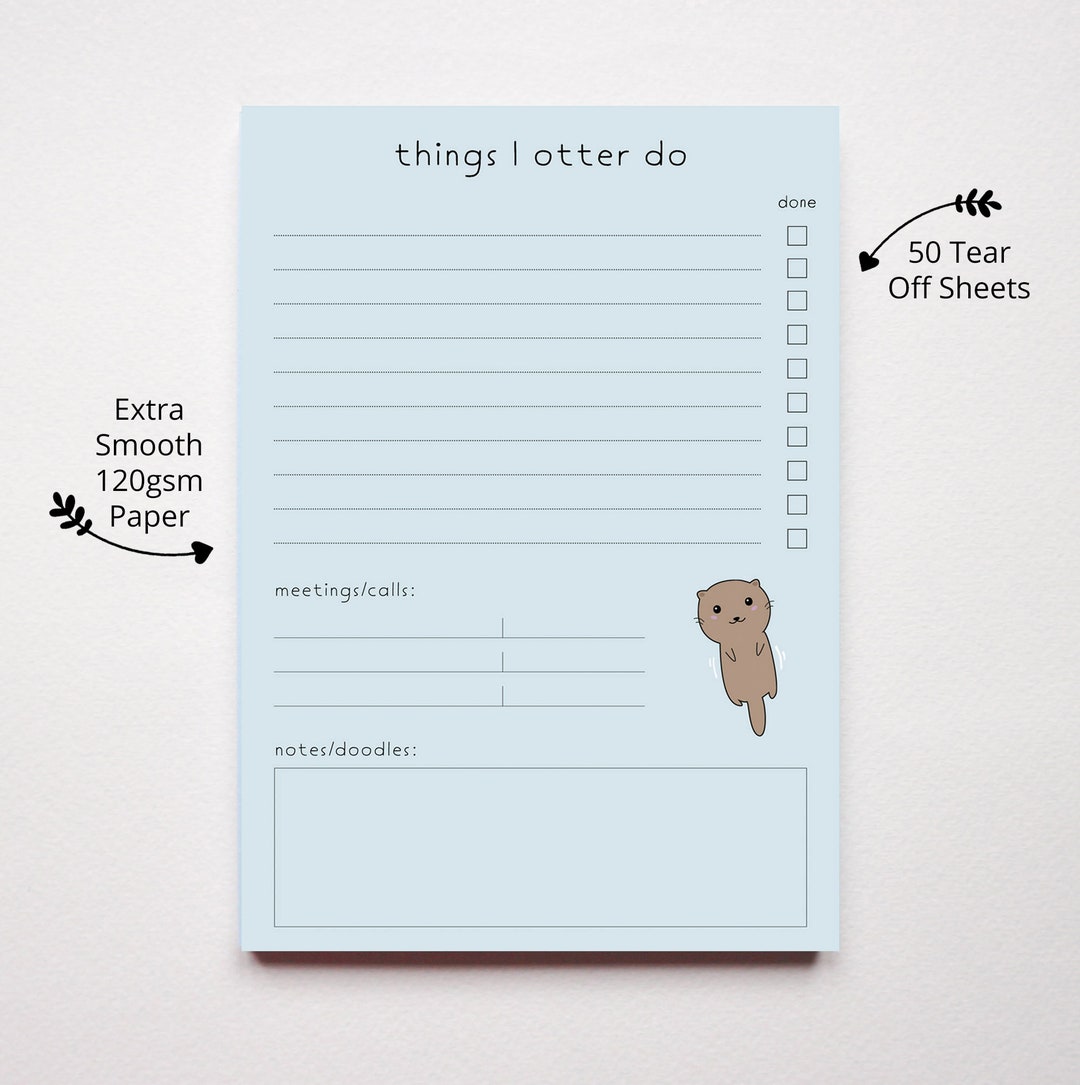 A5 Otter Daily Planner Pad Notepad Schedule Planner to Do List Daily ...