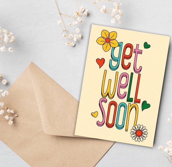 Twizler Biglietto Colorato Get Well Soon Con Cristalli – 15x15cm Con Busta, Prodotto Nel Regno Unito - 2