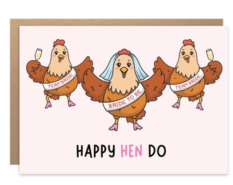 Happy Hen Do Greeting Card Hen Party Card Celebration Card On Your Hen Night Card BYANIKA