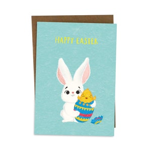 Cartes de Pâques heureuses avec enveloppe recyclée Carte de Pâques Petit-fils pour petite-fille Fils Enfants Enfants avec œuf de Pâques lapin BYANIKA