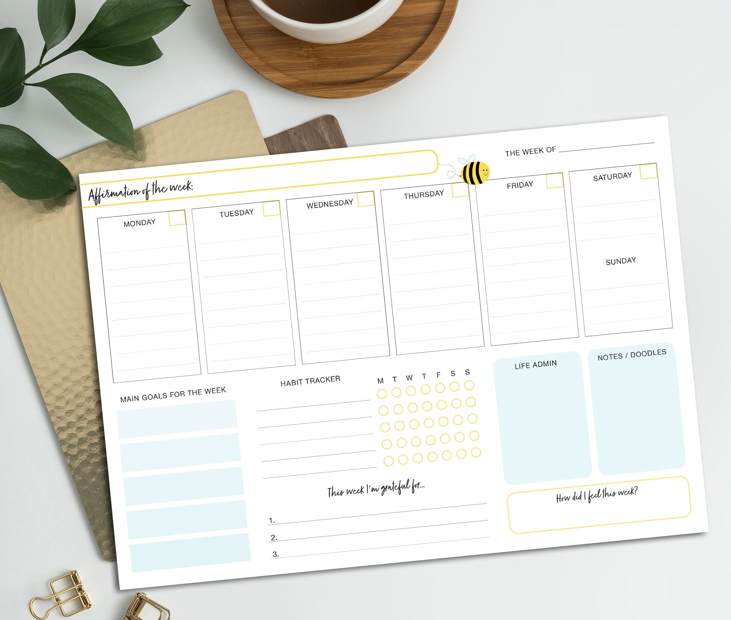 A4 Weekly Planner Pad Organiser Notepad to Do List Memo Pad Etsy UK