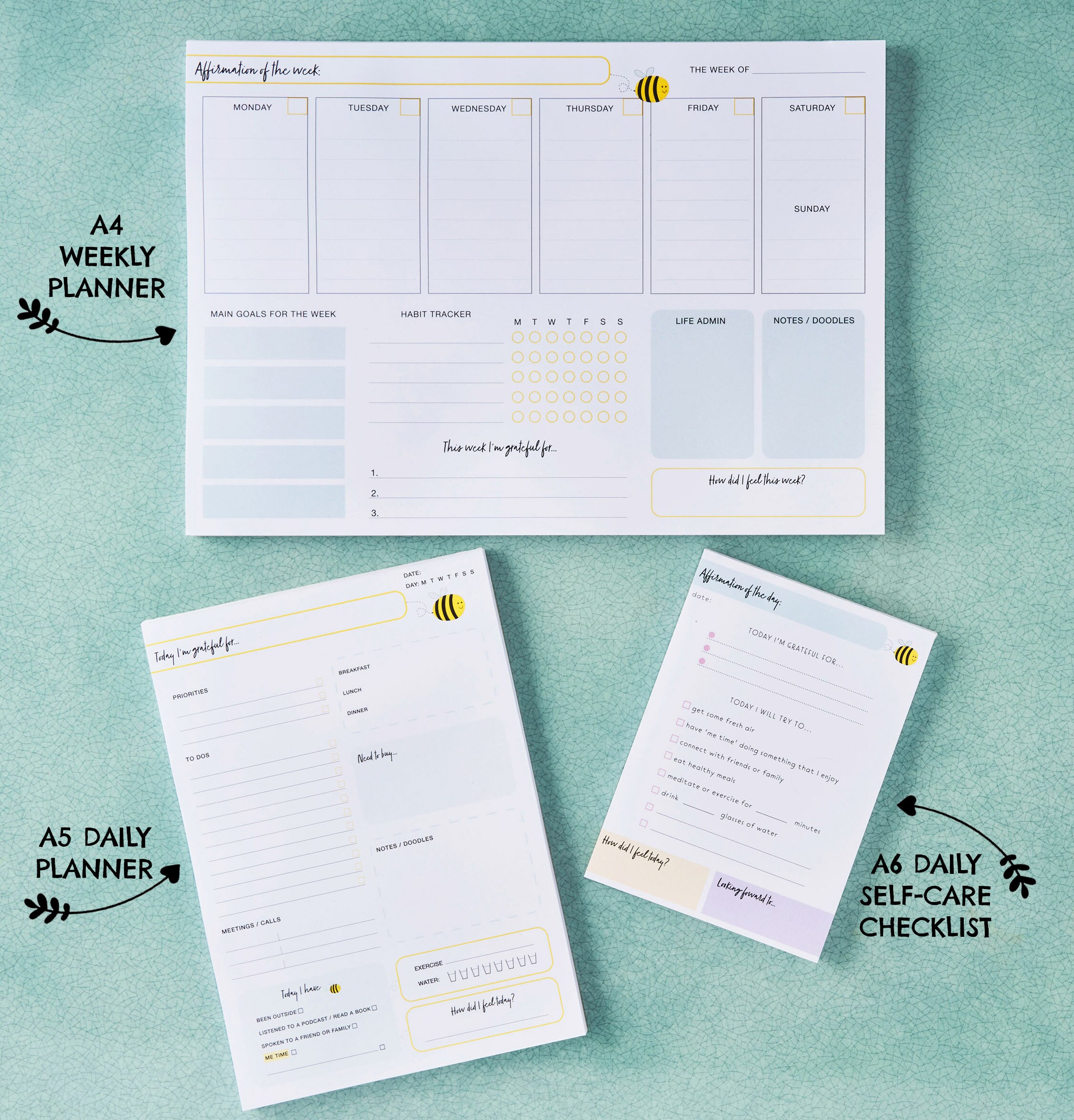 A5 Self Care Daily Planner Pad Wellness Organiser Notepad Cute to Do ...