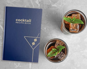 Livre de recettes de cocktails vierge pour 50 recettes Rédigez vos propres recettes Livre de cocktails Organiseur de recettes Journal de cocktails Cadeau cocktail Secret Santa