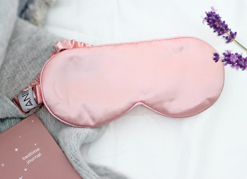 100% Mulberry Silk Sleep Mask Gift Set With Bedtime Journal Notebook Eye Mask Night Journal Reflection Evening Ritual Self Care PINK EYE MASK ONLY