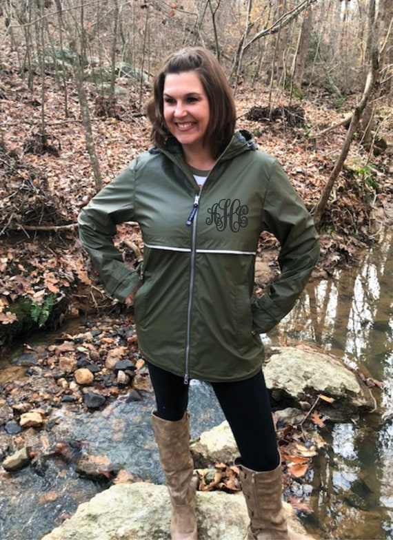 olive green rain jacket women's