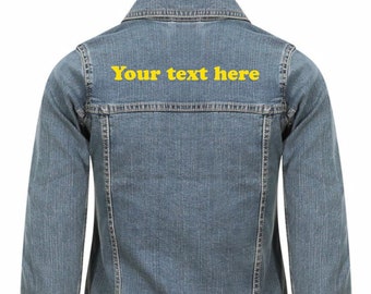 Custom denim jacket personalised text blazer jean jacket women blue denim customized