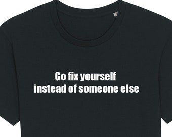 Fix yourself t-shirt, placebo song shirt, black unisex t shirt