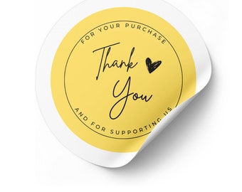 Thank you sticker printable round sticker digital sticker download sticker yellow small business pdf file 100mm x 100mm