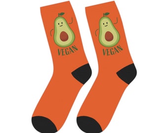 Vegan socks funny avocado socks printed humour gift Mid-length Socks boyfriend socks