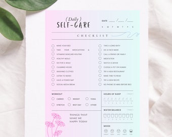 Daily self care planner digital download printable planner women instant download