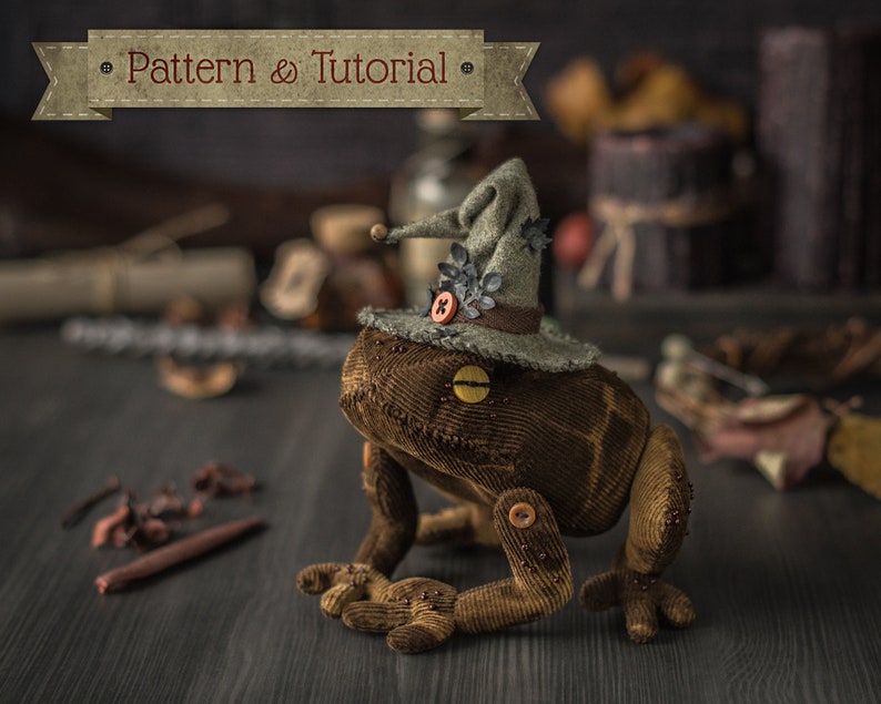 Sewing Pattern & Tutorial  The Familiar Toad in a Witch Hat image 0