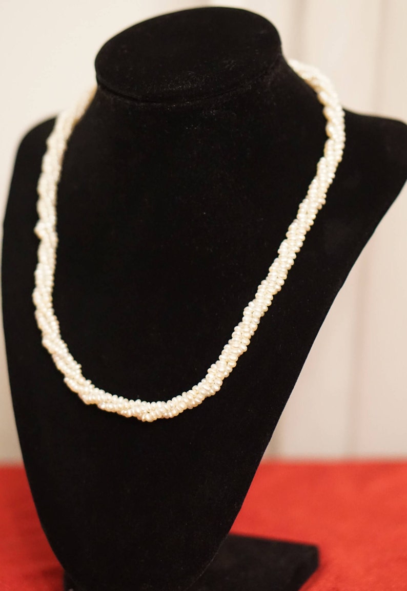 Genuine Pearl String Necklace Rice Pearl Handcrafted Real Pearl Gold Plated and Sterling Silver magnetic clasp Multi String