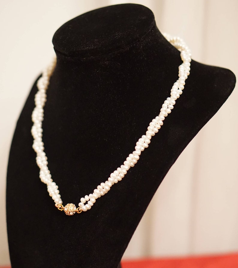 Genuine Pearl String Necklace Rice Pearl Handcrafted Real Pearl Gold Plated and Sterling Silver magnetic clasp Multi String