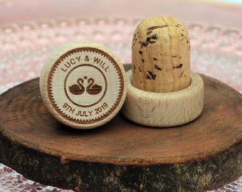 Wedding Favors - Personalized Wine Stoppers - Custom Wine Stopper - Engraved Wood Wine Stoppers • AA005
