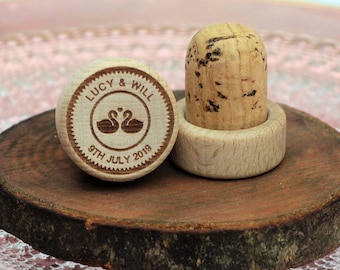 Wedding Favors - Personalized Wine Stoppers - Custom Wine Stopper - Engraved Wood Wine Stoppers • AA005