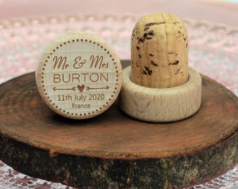 Obsequios de boda, Tapones de vino personalizados, Obsequios de boda para invitados al por mayor • AA005