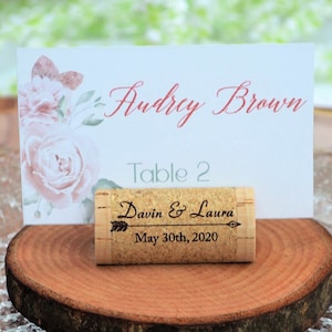 Wine cork place card holders for rustic wedding, parties, and Table decor • AA038