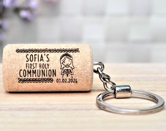 First Communion Key ring Favors. First Communion keepsake, 1st Communion Gifts for boys and girls, Cork keychain • AA046