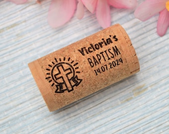 Baptism favors for Boy and Girl. Christening Favors, Engraved Party favors for Catholic Baptism, Baptism decorations, wine corks • AA016