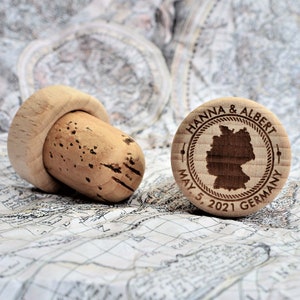 Wooden wine bottle Stoppers - Wedding wine stoppers - by Country • AA030