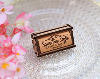 Unique Save the Date of wine Corks with wood box • AA071