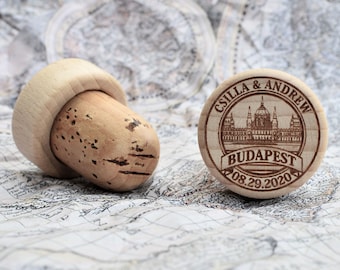 Personalized Wine Stoppers bulk - Unique Wedding favors by place, city, state or country • AA070