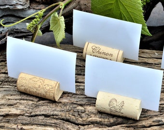 Wine Cork Place Card Holder for rustic weddings, parties and Anniversary • AA090