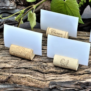 Wine Cork Place Card Holder for rustic weddings, parties and Anniversary • AA090