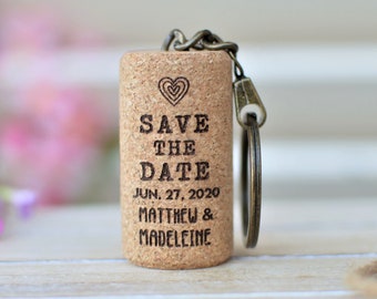 Wine cork Keychains Personalized - Save the Date • AA080