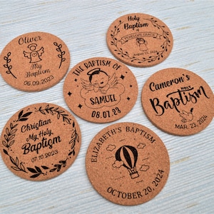 Personalized Coasters Baptism favors for Boy and Girl. Party favors for Rustic Baptism decorations. Christening Favors • AA015