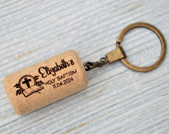 Catholic baptism Favors, Cork keychains for baptisms. Orthodox christening Favors, Personalized Christening favors for guests • AA014