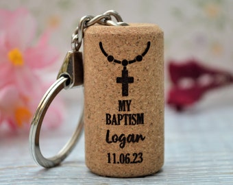 Baptism Keychain favors for Boy and Girl. Christening Favors, Party favors for Catholic Baptism, Rustic Baptism decorations • AA014