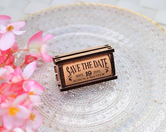 Rustic save the date of wine Corks with wood box • AA071