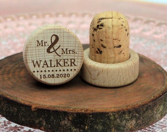 Rustic Wedding Favors, Personalized Wine Stoppers • AA005