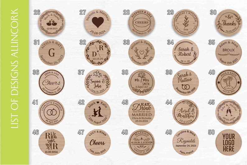 Custom Wine Corks Custom Wood Wine Cork Wine Corks Wine Stoppers Custom Wine Stopper Bridal Shower Gift Wedding Favors Cork image 3