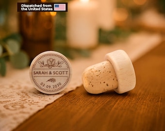 Personalized Wine Stoppers | Custom Cork Bottle Stopper, Engraved Wood Wine Corks, Wedding Favors, Bridal Shower Gifts, Party Supplies | USA