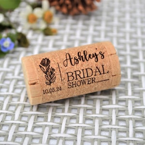 Bridal shower favor wine cork, Bridal shower gifts for guests in bulk, Bridal shower decorations, Personalized wine cork • AA023
