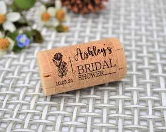 Bridal shower favor wine cork, Bridal shower gifts for guests in bulk, Bridal shower decorations, Personalized wine cork • AA023