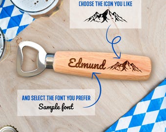 Personalised Bottle Opener, Your Text Here,  Wooden Bottle Opener Laser Engraved, Fathers Day, Birthday, Christmas, Gift For Him • AA246
