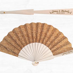 Leque de Sândalo e Cortiça, Lembrança de Casamento Rústico para Convidados, Decoração de Mesa para Bridal Shower