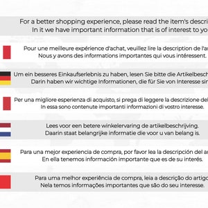 Specification in several languages to read the description for a more comfortable purchase